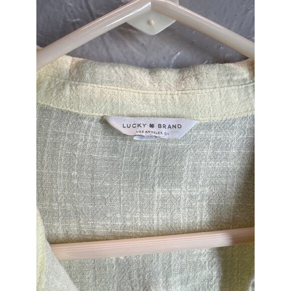 Lucky Brand Womens Top Yellow Roll Sleeve Button Blouse‎ Cotton Blend Sz Medium - Picture 3 of 5